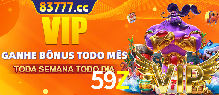 Banner promocional do 59Z oferecendo 100% de recompensas adicionais contínuas para quem fizer o login diário (Daily sign-in), com um mascote de coelho.