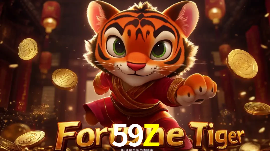O carismático mascote do jogo de slot Fortune Tiger, um tigre fofo em pose de artes marciais, pronto para trazer sorte e multiplicadores de ganhos no cassino online 59Z.