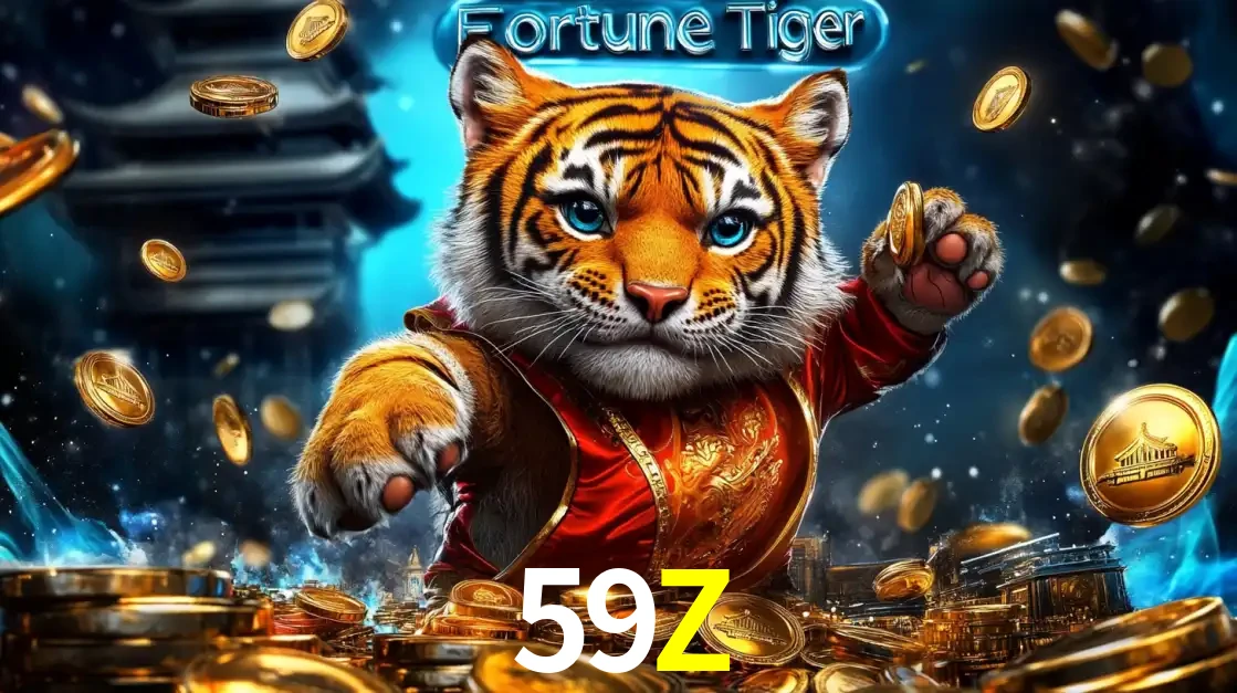 Imagem promocional do jogo de slot Fortune Tiger, com um tigre majestoso em traje tradicional cercado por uma fortuna em moedas de ouro, disponível agora no cassino 59Z.